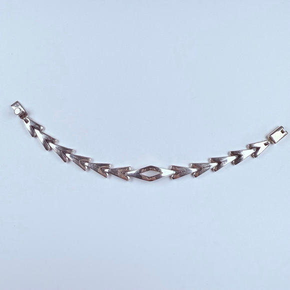 Modernist Geometric Chevron V Shape Link Sterling Silver Bracelet Taxco Mexico - Picture 4 of 9